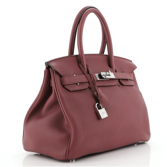 Hermes Handbags - Hermes Pink Clemence Leather Palladium Hardware Birkin 30 Handbag